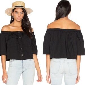 Free People Head Over Heels Off-the-Shoulder Blouse White Size L — 100% Cotton